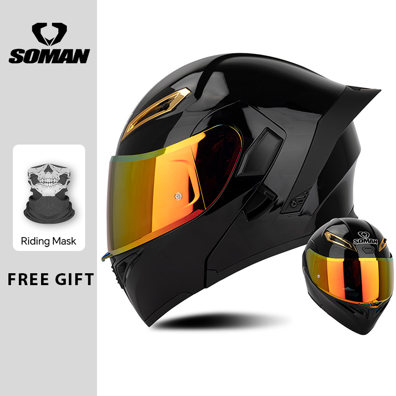Dual Visor Motorcycle Racing Helmet - Унисекс, одобренный DOT, откидной мотоциклетный шлем